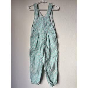 Lands' End Floral Corduroy Overalls Size 3T USA 90s vintage
